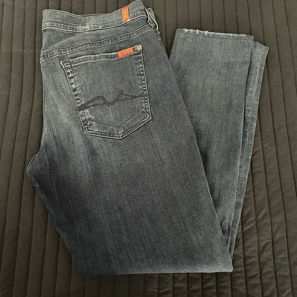 7 For All Mankind Josefina Skinny Boyfriend Jeans - Dark Blue - Picture 2 of 7